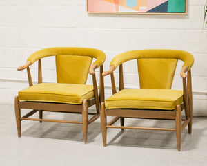 Vintage Pair of Horn Arm Chairs Reupholstered