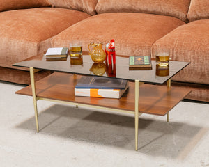 Smoked Glass Wood Rectangle Coffee Table