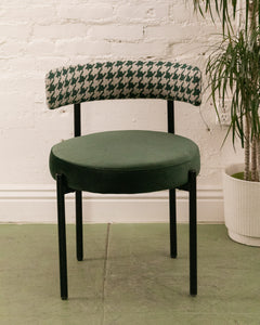 Houndstooth with Green Seat Dining Chair