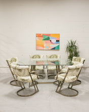 Load image into Gallery viewer, Post Modern Gold Cantilever Chairs (6) and Table Set
