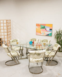 Post Modern Gold Cantilever Chairs (6) and Table Set