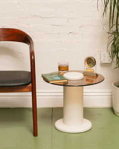 Amber and White Side Table