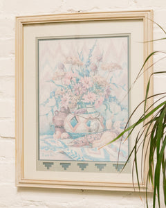 Framed Flower Vase Print Signed