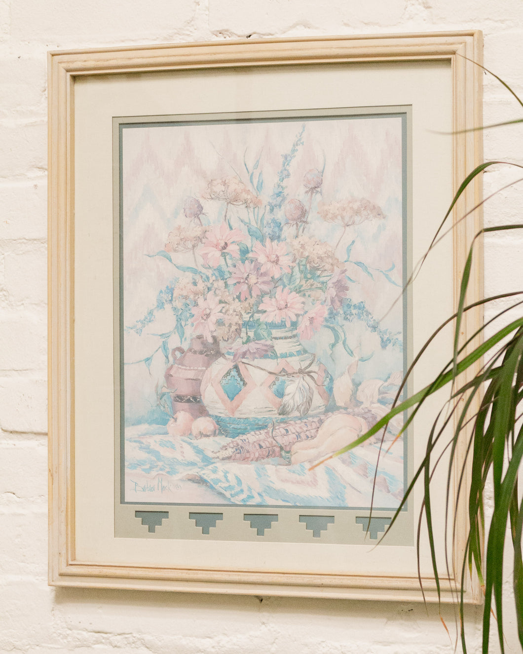 Framed Flower Vase Print Signed