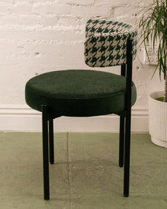 Houndstooth with Green Seat Dining Chair