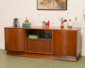 Mcm Walnut Sideboard with Opening