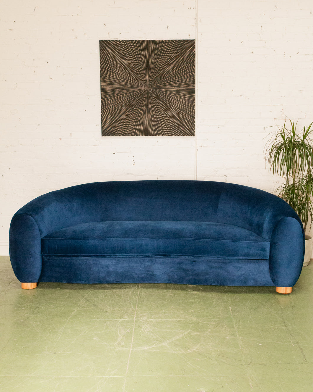 Electric Blue Curved Back Sofa