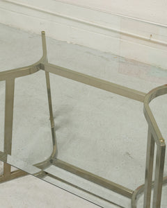 Post Modern Gold Cantilever Chairs (6) and Table Set