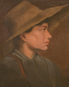 American School (19th Century) Folk Art Portrait Oil on Canvas