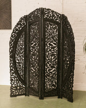 Load image into Gallery viewer, Black Ornate Wood Carved Round Room Divider
