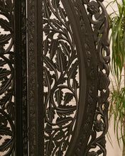 Load image into Gallery viewer, Black Ornate Wood Carved Round Room Divider
