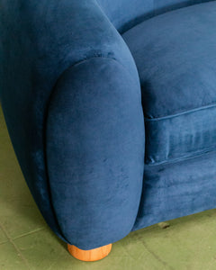 Electric Blue Curved Back Sofa