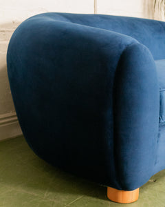 Electric Blue Curved Back Sofa