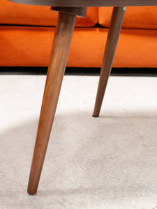 Walnut Boomerang Coffee Table with Round Legs