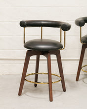 Load image into Gallery viewer, Black and Gold Swivel  Counter Stools
