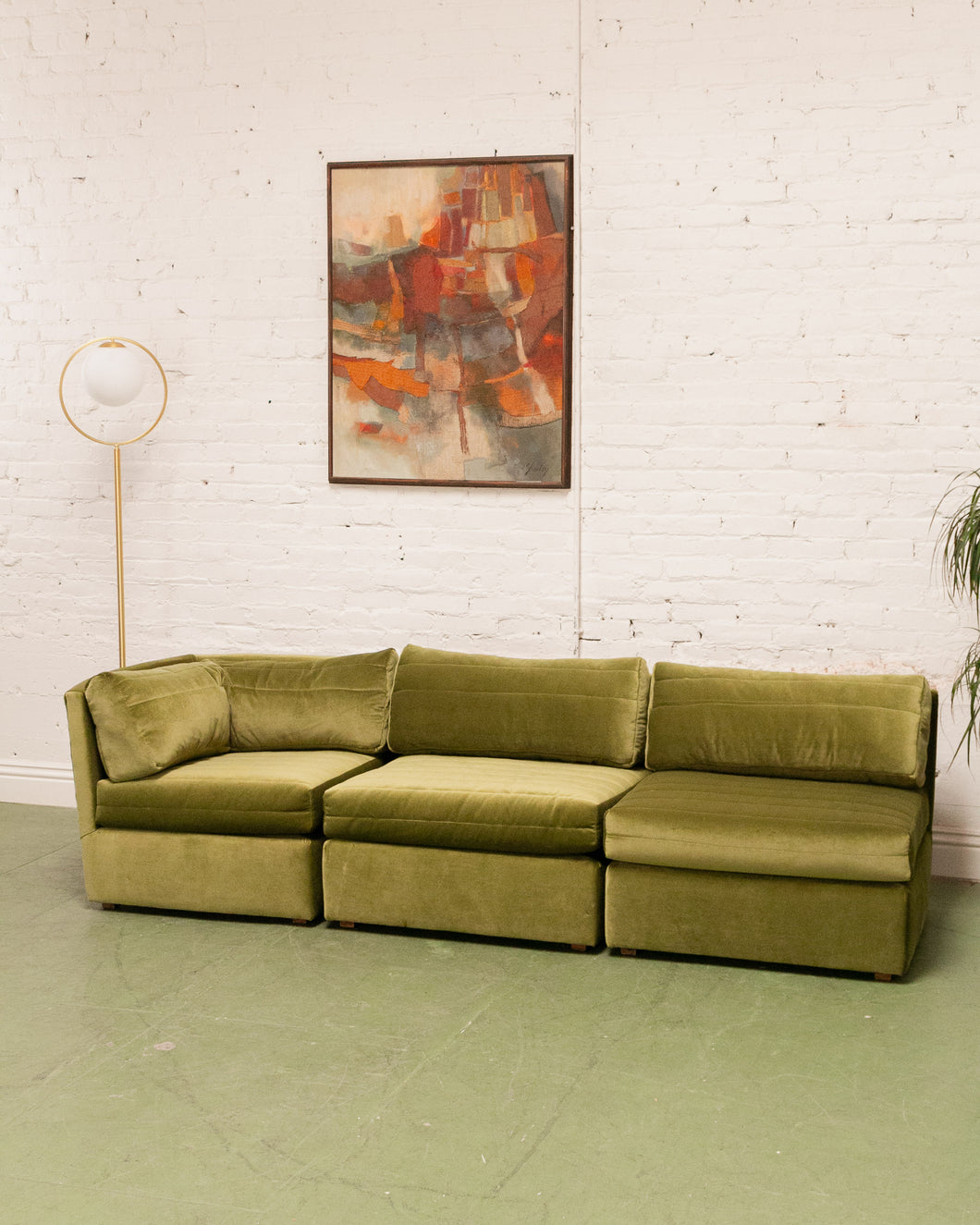 Vintage Modular Green Sofa