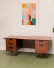 Load image into Gallery viewer, Walnut Restored Executive Mid Century Desk
