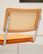 Load image into Gallery viewer, Blonde Cantilever Chair with Velvet Rust Seat
