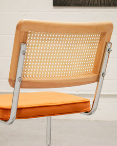 Blonde Cantilever Chair with Velvet Rust Seat