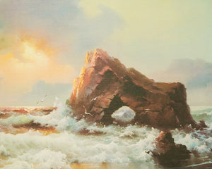 Waves Crashing on a Rock Oil Painting