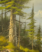 Load image into Gallery viewer, Forest Oil Painting Snow Cap Mountains
