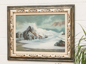 Vintage Oil Painting Seascape Crashing Water