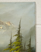 Load image into Gallery viewer, Forest Oil Painting Snow Cap Mountains
