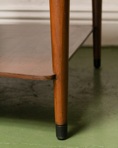 Travertine Basketweave Side Table with Drawer