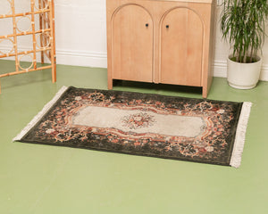 Black Boroque Floral Rug