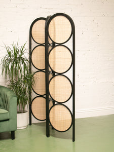 Black and Wicker Room Divider