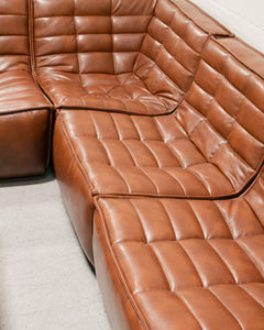 Recycled Leather 3 Piece and Ottoman Juno Sofa