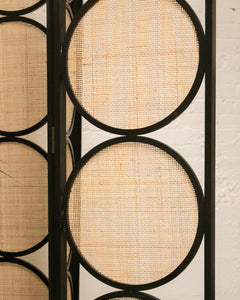 Black and Wicker Room Divider