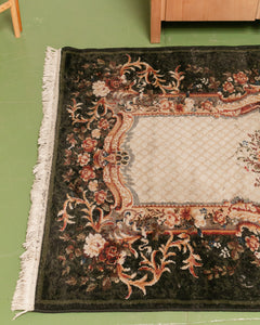 Black Boroque Floral Rug