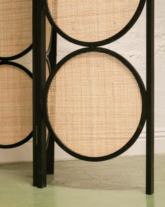 Black and Wicker Room Divider