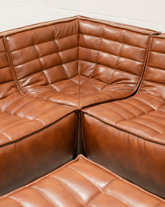 Recycled Leather 3 Piece and Ottoman Juno Sofa