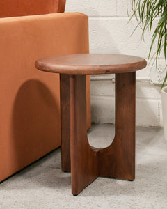 Walnut Side Table Sculptural Base
