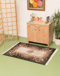 Black Boroque Floral Rug