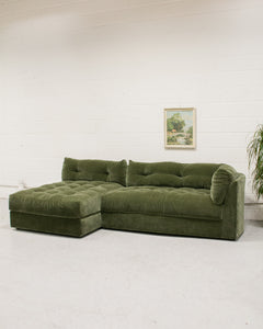 Prima Chaise and Bumper Olive Green Sofa