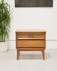 Double Drawer Walnut Nightstand