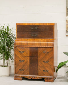 Art Deco Burlwood Highboy