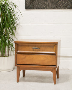 Double Drawer Walnut Nightstand