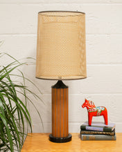 Load image into Gallery viewer, Mid Century Modern Gruvwood Lamp - Wood And Black Metal
