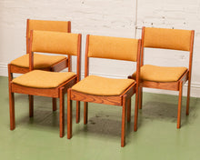 Load image into Gallery viewer, Danish Mustard Tweed Dining Chair Set Restored
