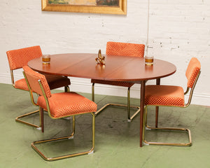 Checkered Cantilever Dining Chair in Rust Orange