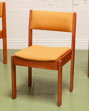 Load image into Gallery viewer, Danish Mustard Tweed Dining Chair Set Restored
