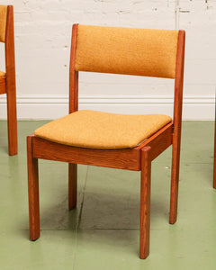 Danish Mustard Tweed Dining Chair Set Restored