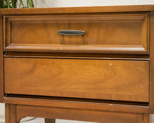 Load image into Gallery viewer, Double Drawer Walnut Nightstand
