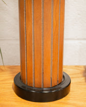 Load image into Gallery viewer, Mid Century Modern Gruvwood Lamp - Wood And Black Metal
