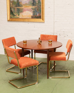 Checkered Cantilever Dining Chair in Rust Orange