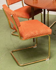 Checkered Cantilever Dining Chair in Rust Orange